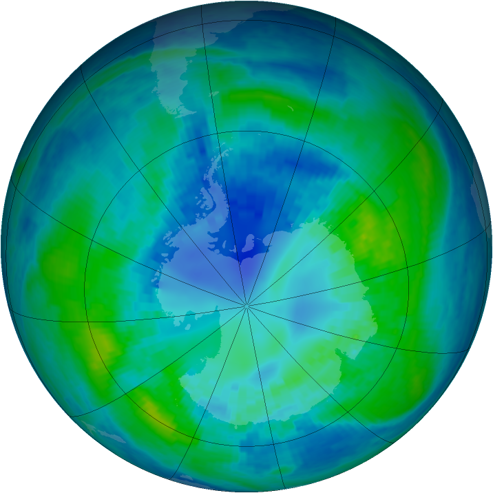 Antarctic ozone map for 14 April 2004